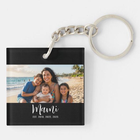 Mami Established Modern Script Photo Sleutelhanger (Achterkant)