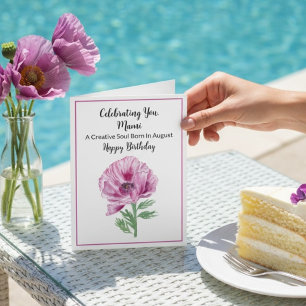 Mami Gefeliciteerd August Verjaardag Paarse Klapro Kaart