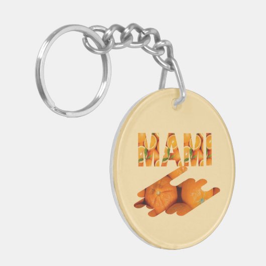 MAMI Orange Typography Art Sleutelhanger (Voorkant Links)