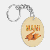 MAMI Oranje Typografie Kunst Sleutelhanger (Voorkant Links)