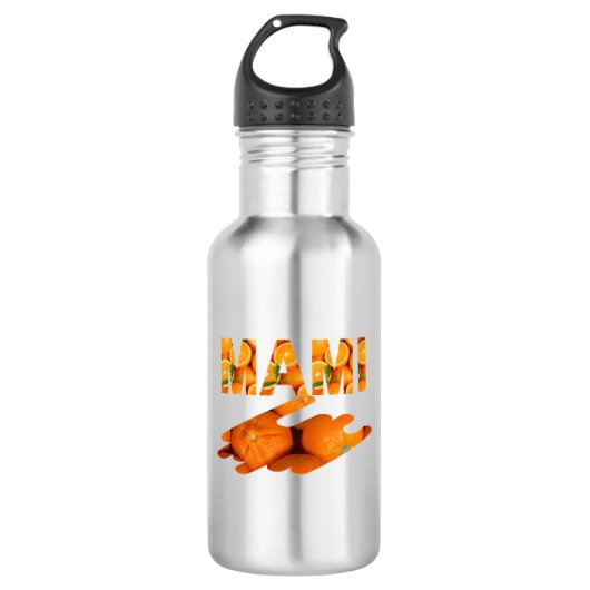MAMI Oranje Typografie Kunst Waterfles (Voorkant)