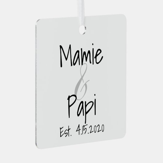 Mamie en Papi First Grandchild Metal Ornament (Voorkant Rechts)