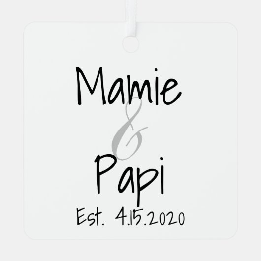 Mamie en Papi First Grandchild Metal Ornament (Achterkant)