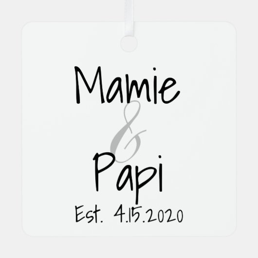 Mamie en Papi First Grandchild Metal Ornament (Voorkant)