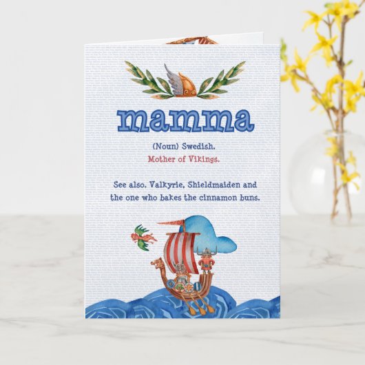 Mamma Definition Card (Zweeds moeder) Kaart (Gele Bloem)