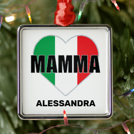 Mamma Italiaanse Vlag Hart Gepersonaliseerde Mama  Metalen Ornament