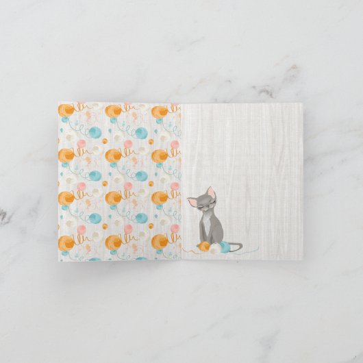 Mamma Kitty Kat met Kitten Dank u briefkaart (Binnen)