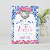 Mamma Mia Birthday Invitation Editable Disco Danci Kaart (Staand voorkant)