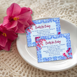 Mamma Mia Blue Tile Pink Flowers Books for Baby Informatiekaartje