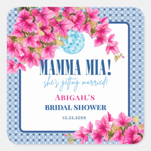 Mamma Mia Bruiloftsfeest Vierkante Sticker (Voorkant)