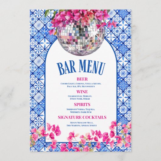 Mamma Mia Disco Aangepaste Bar Drinken Menu (Voorkant)