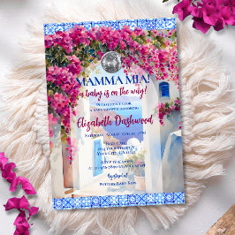 Mamma Mia Greek Tile Disco Ball Girl Baby Shower Kaart