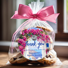 Mamma Mia Griekse Disco Bal Blauwe Tegels Dank Je Ronde Sticker