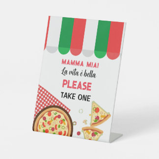 mamma mia! Italian Birthday Party Sign Reclamebord Met Voetstuk