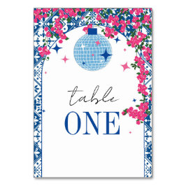 Mamma Mia roze en blauw tafelnummer