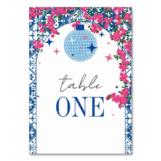 Mamma Mia roze en blauw tafelnummer (Voorkant)