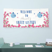 Mamma Mia Santorini Blauwe Tegel bougainvillea 16e Spandoek (Beurs)