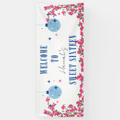 Mamma Mia Santorini Blauwe Tegel bougainvillea 16e Spandoek (Verticaal)