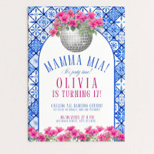 Mamma Mia verjaardagsuitnodiging Bewerkbare Disco