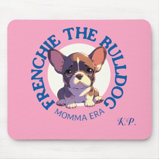 Mamma tijdperk frenchie plezier quote  roze tekst muismat (Voorkant)