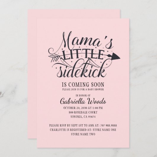 Mamma's kleine, lichtroze, babymeisjesdouche kaart (Voorkant / Achterkant)