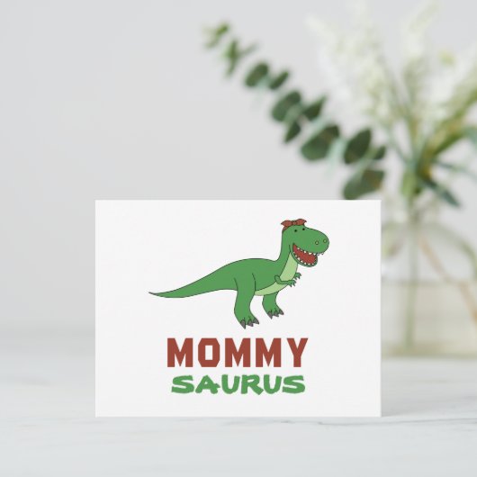 Mammasaurus Dinosaur T-Rex Dino Moeder Moederdag Briefkaart (Staand voorkant)