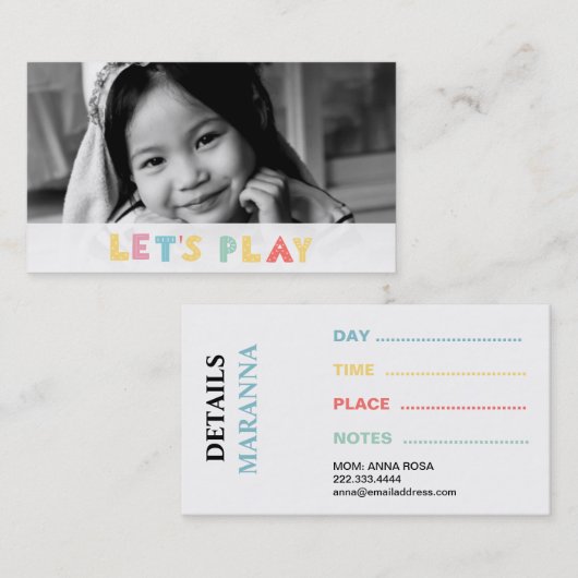 *~* Mammecard - de Foto van de Kleuren van de Datu Visitekaartje (Voorkant / Achterkant)