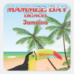 Mammee Bay Beach Jamaica reisposter Vierkante Sticker