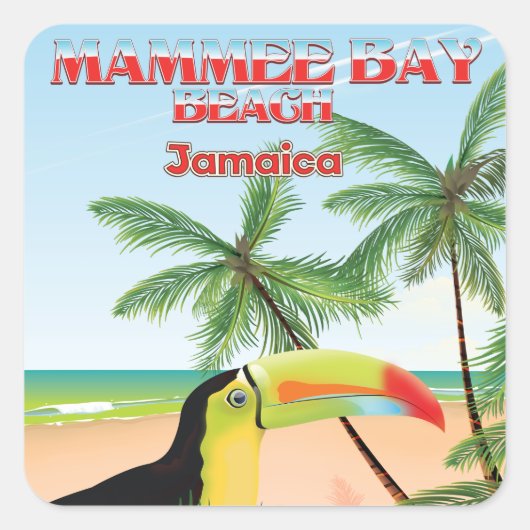 Mammee Bay Beach Jamaica-reisposter Vierkante Sticker (Voorkant)