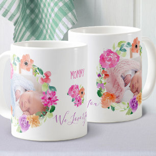 Mammie 2 Foto in Waterverf Floral Wreate Koffiemok