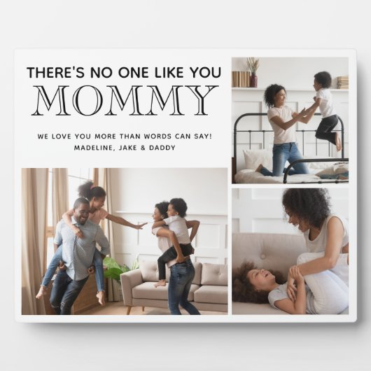 Mammie 3 Foto Collage Childrens Names Plaque Fotoplaat (Voorkant)