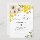 Mammie aan Bijen, Honey Bee & Daisies Baby shower Kaart (Voorkant)