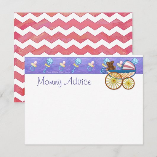 Mammie Advice Briefkaart met Salmon Pink Chevron (Voorkant / Achterkant)