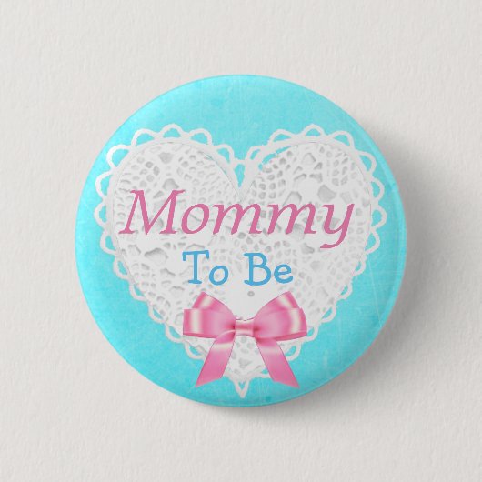 Mammie als blauw en roze Baby shower Button (Voorkant)