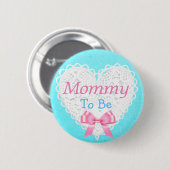 Mammie als blauw en roze Baby shower Button (Voorkant /achterkant)