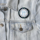 Mammie als Button blauw en zwart Baby shower (In situ)