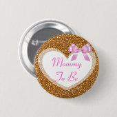 Mammie als Button voor goud en roze Baby shower (Voorkant /achterkant)