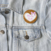 Mammie als Button voor goud en roze Baby shower (In situ)