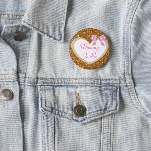Mammie als Button voor goud en roze Baby shower (In situ)