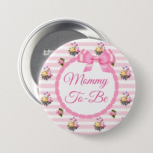 Mammie als Floral Chic Rozen Button (Voorkant /achterkant)