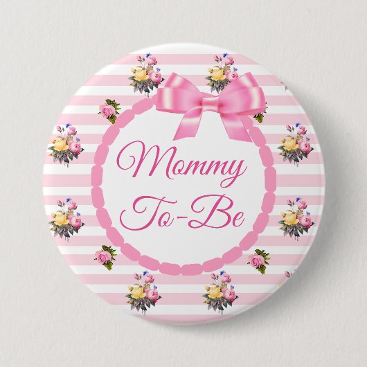 Mammie als Floral Chic Rozen Button (Voorkant)