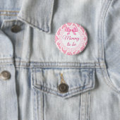 Mammie als roze Bow Lacey Baby shower Button (In situ)