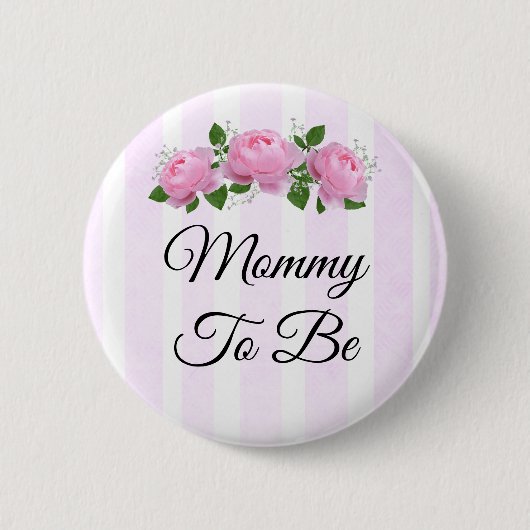Mammie als roze rozen Baby shower Button (Voorkant)