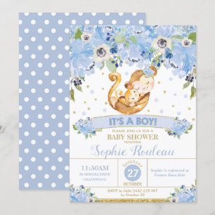 Mammie apen en Baby aap Baby shower Baby Boy Kaart