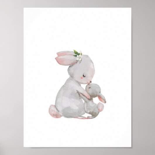 mammie Baby Bunny Snuggle-kunstprint Poster (Voorkant)