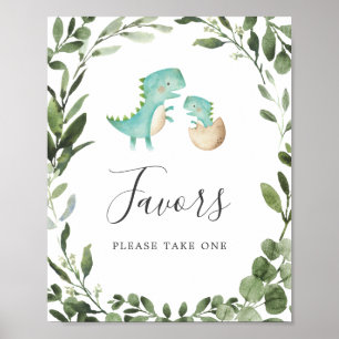Mammie Baby Dinosaur Baby shower Favors Sign Poster