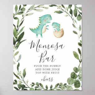 Mammie Baby Dinosaur Baby shower Mimosa Bar Sign. Poster