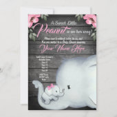 Mammie Baby Elephant Baby shower Invitation, rusti Kaart (Voorkant)