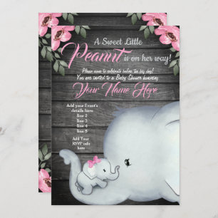Mammie Baby Elephant Baby shower Invitation, rusti Kaart