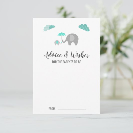 Mammie Baby Elephant met Clouds Advice Kaarten (Staand voorkant)